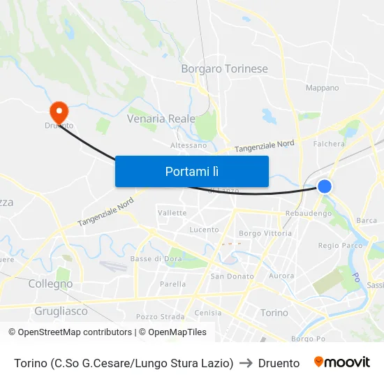 Torino (C.So G.Cesare/Lungo Stura Lazio) to Druento map