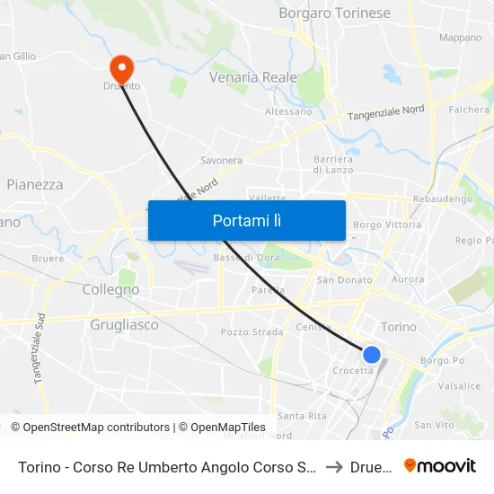Torino - Corso Re Umberto Angolo Corso Stati Uniti to Druento map