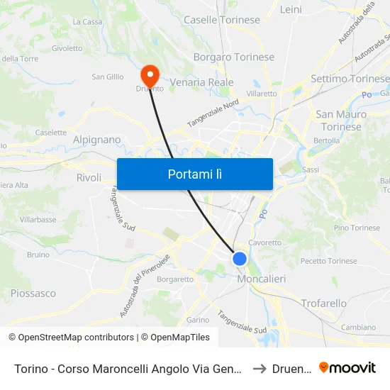 Torino - Corso Maroncelli Angolo Via Genova to Druento map