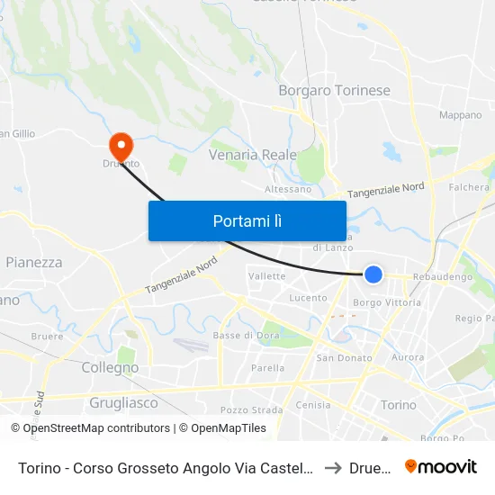 Torino - Corso Grosseto Angolo Via Casteldelfino to Druento map