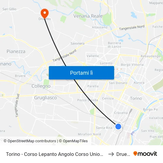 Torino - Corso Lepanto Angolo Corso Unione Sovietica to Druento map