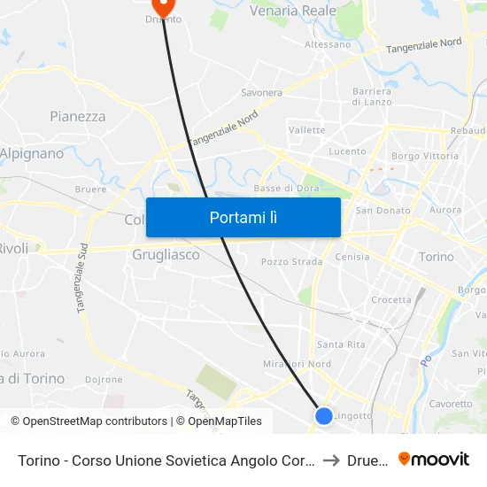 Torino - Corso Unione Sovietica Angolo Corso Traiano to Druento map