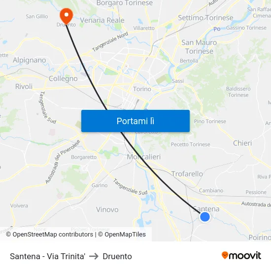 Santena - Via Trinita' to Druento map