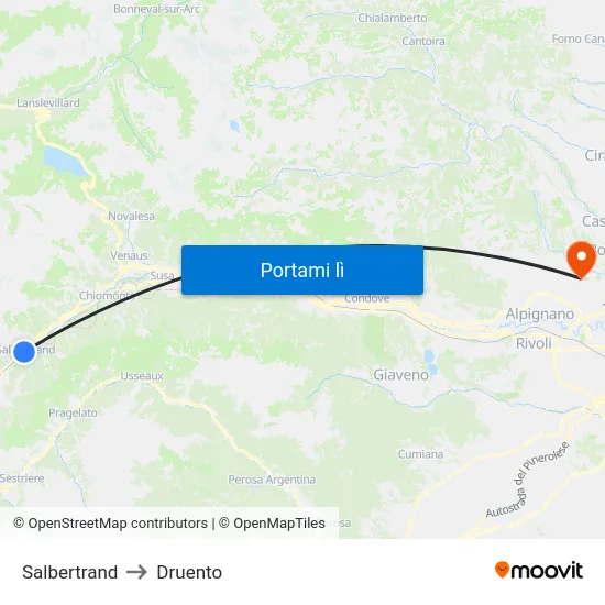 Salbertrand to Druento map