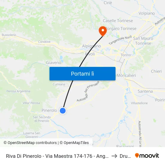 Riva Di Pinerolo - Via Maestra 174-176 - Angolo Via Sant'Isidoro to Druento map