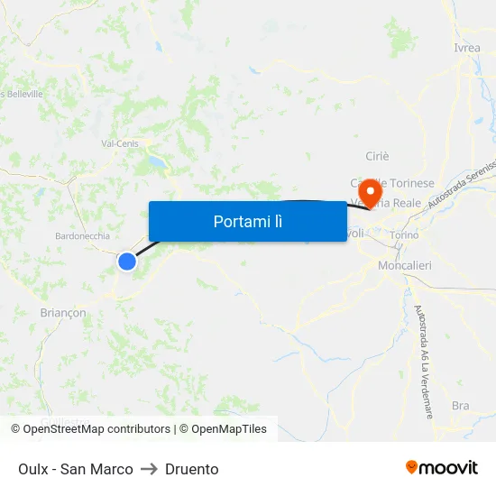 Oulx - San Marco to Druento map