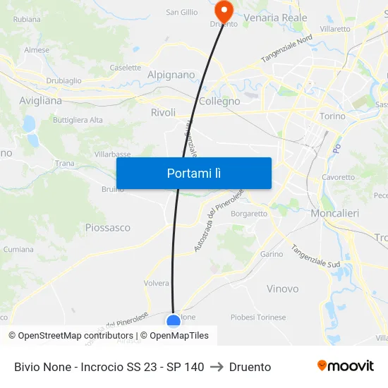 Bivio None - Incrocio SS 23 - SP 140 to Druento map