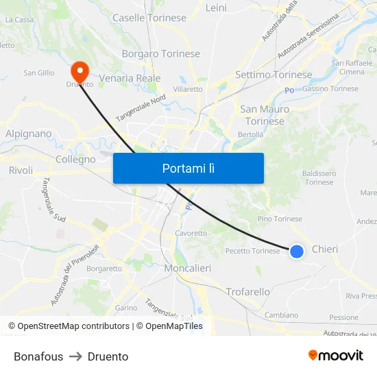 Bonafous to Druento map