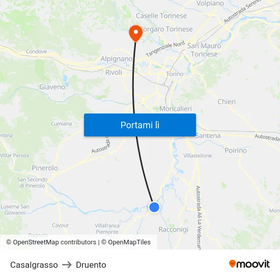 Casalgrasso to Druento map