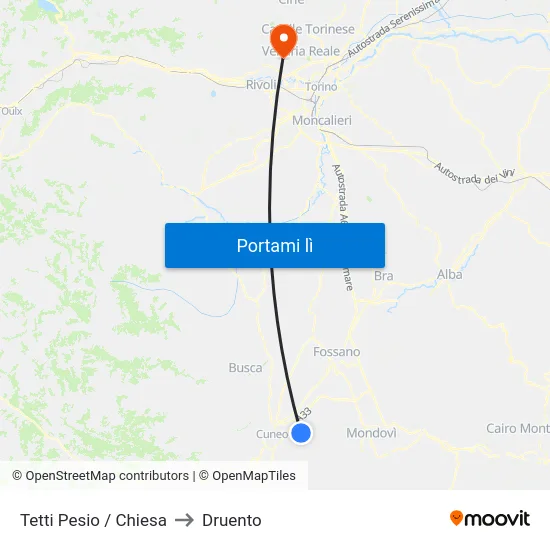 Tetti Pesio / Chiesa to Druento map