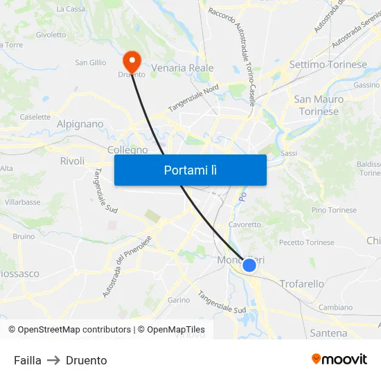 Failla to Druento map