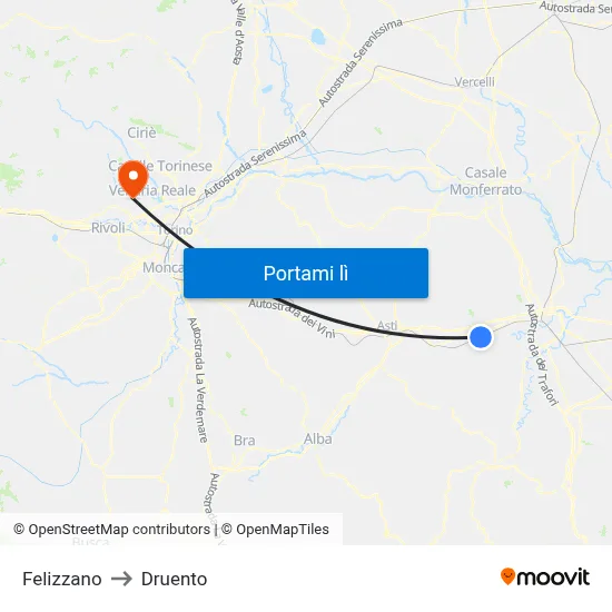 Felizzano to Druento map