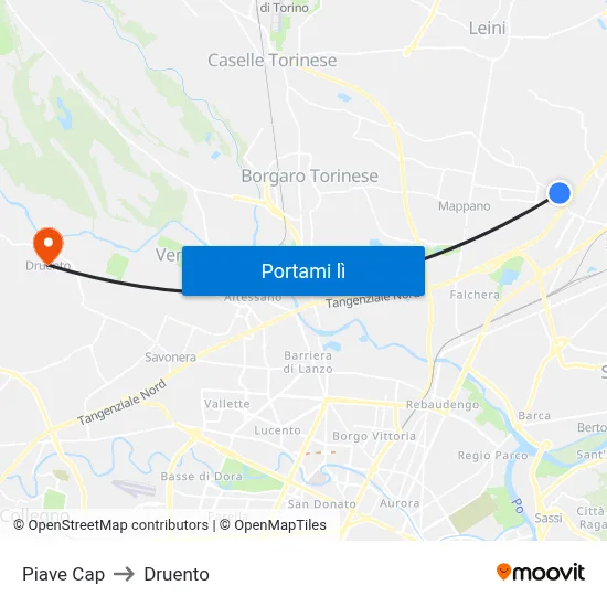 Piave Cap to Druento map