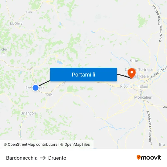 Bardonecchia to Druento map