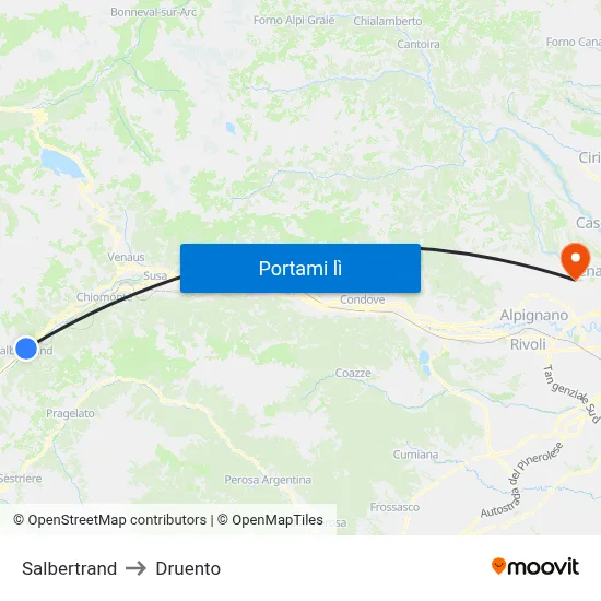 Salbertrand to Druento map