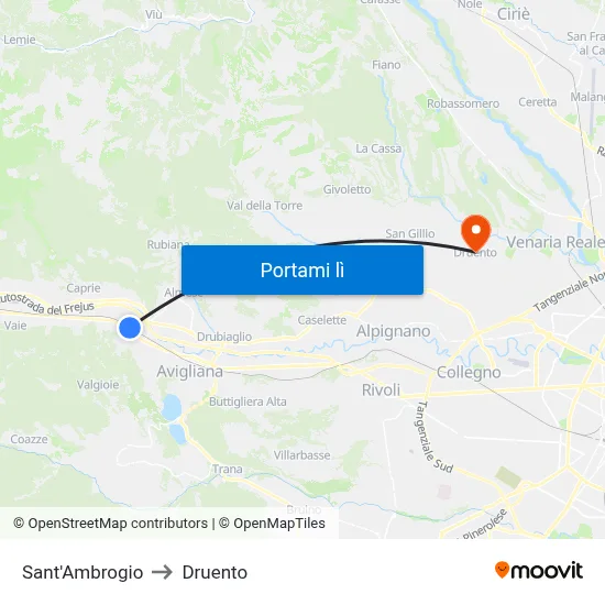Sant'Ambrogio to Druento map