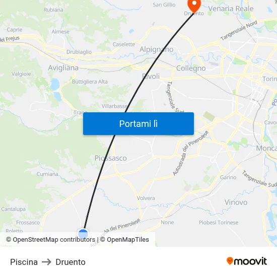 Piscina to Druento map