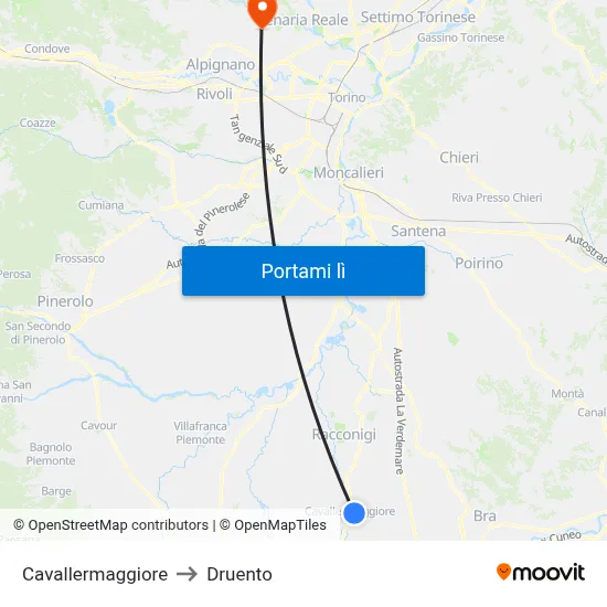 Cavallermaggiore to Druento map