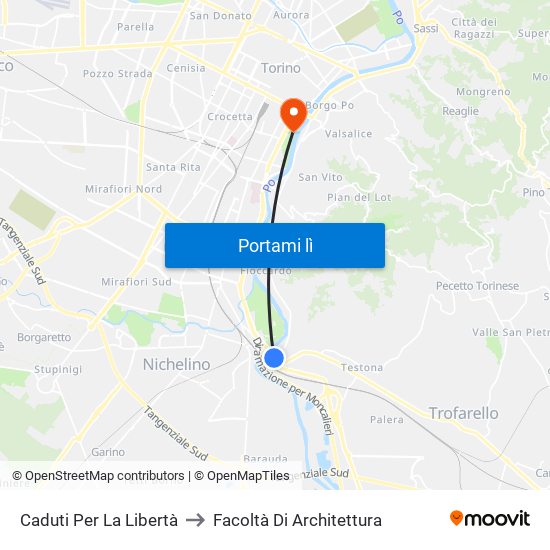 Caduti Per La Libertà to Facoltà Di Architettura map