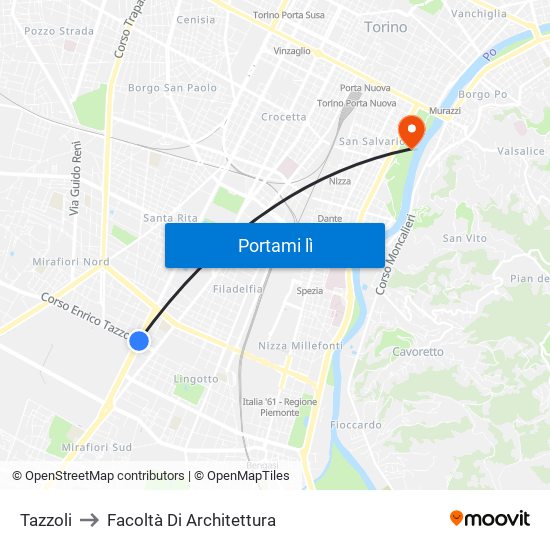Tazzoli to Facoltà Di Architettura map