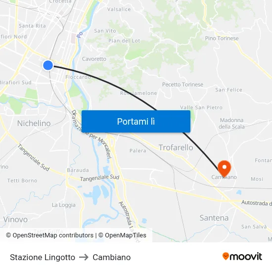 Stazione Lingotto to Cambiano map