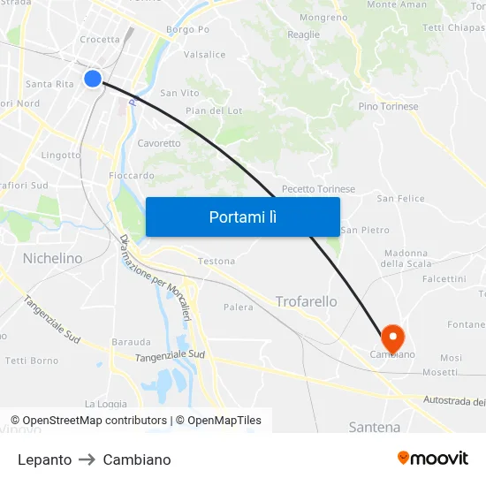 Lepanto to Cambiano map