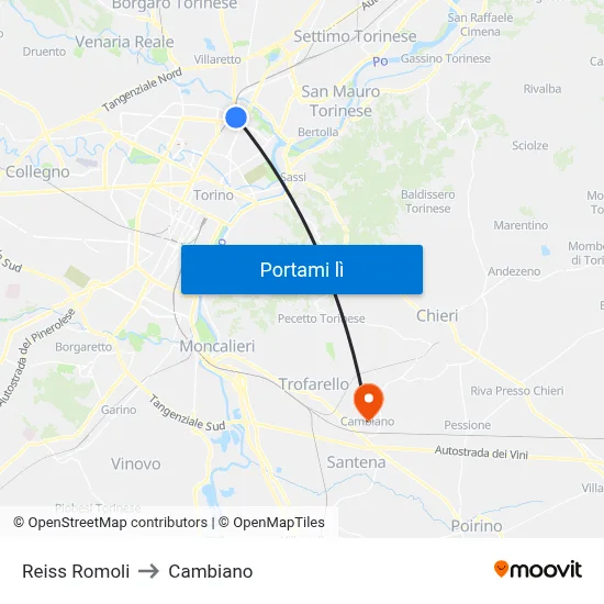 Reiss Romoli to Cambiano map