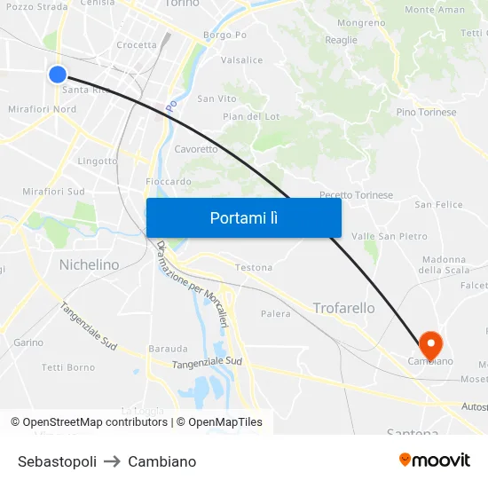 Sebastopoli to Cambiano map