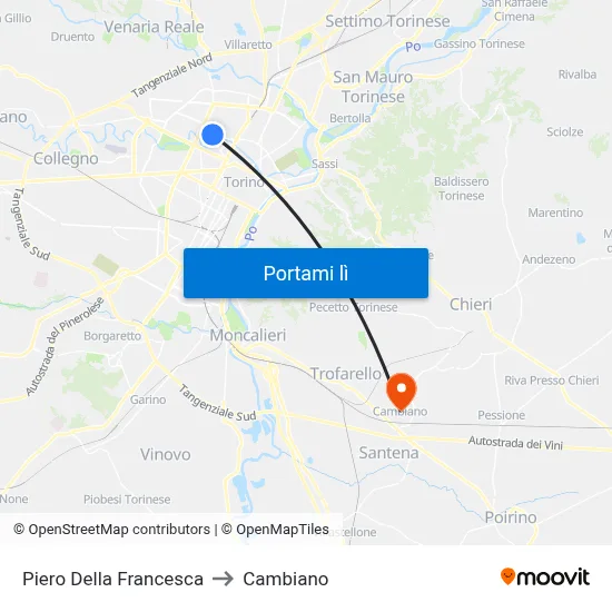 Piero Della Francesca to Cambiano map