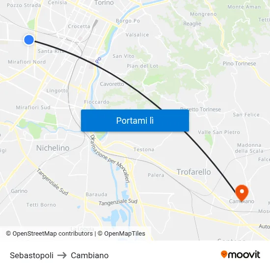 Sebastopoli to Cambiano map