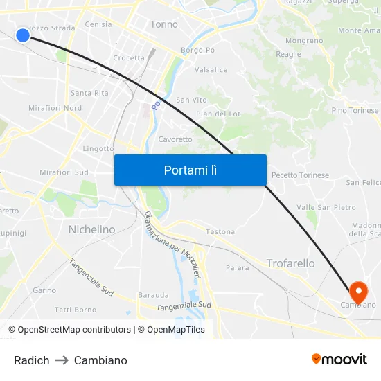 Radich to Cambiano map