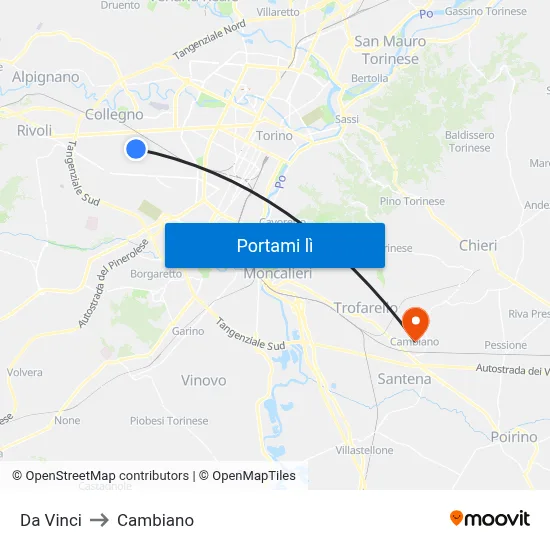 Da Vinci to Cambiano map