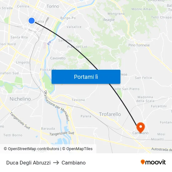 Duca Degli Abruzzi to Cambiano map