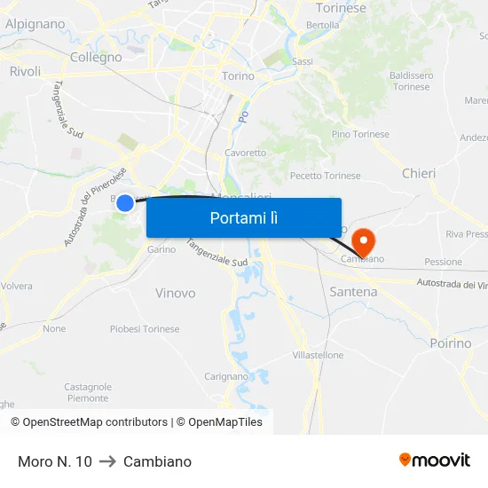 Moro N. 10 to Cambiano map