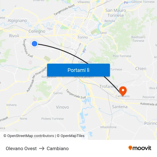 Olevano Ovest to Cambiano map