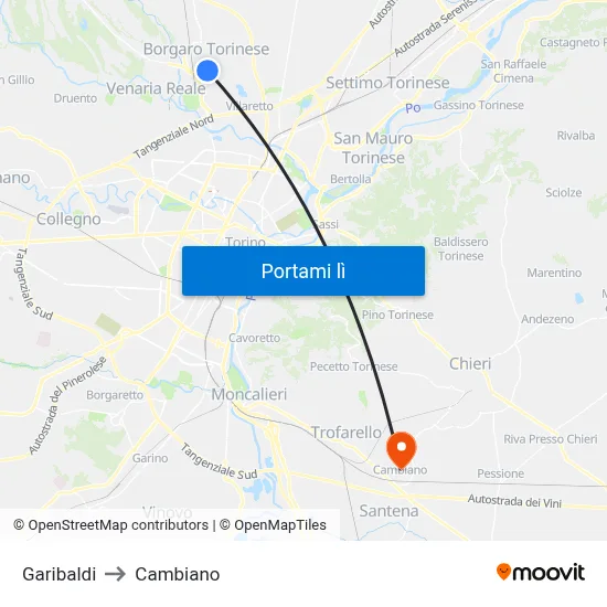 Garibaldi to Cambiano map