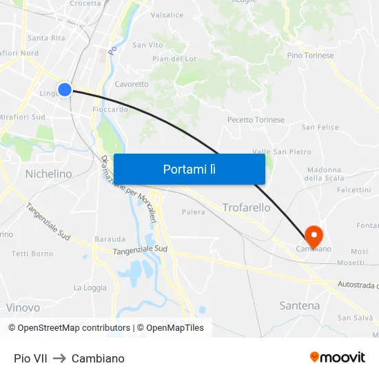 Pio VII to Cambiano map