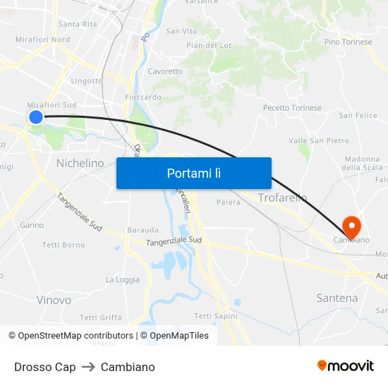 Drosso Cap to Cambiano map