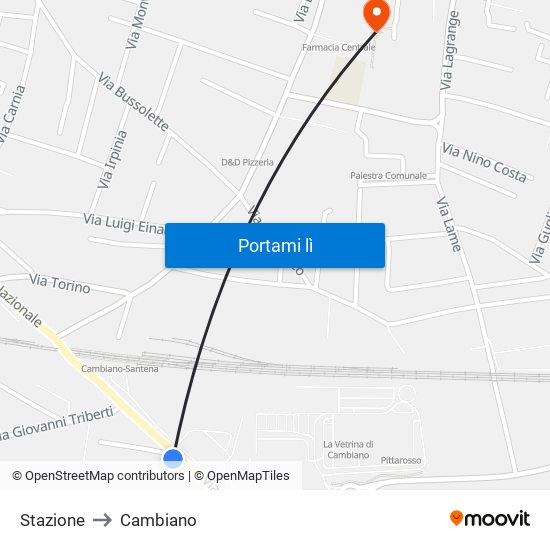 Stazione to Cambiano map