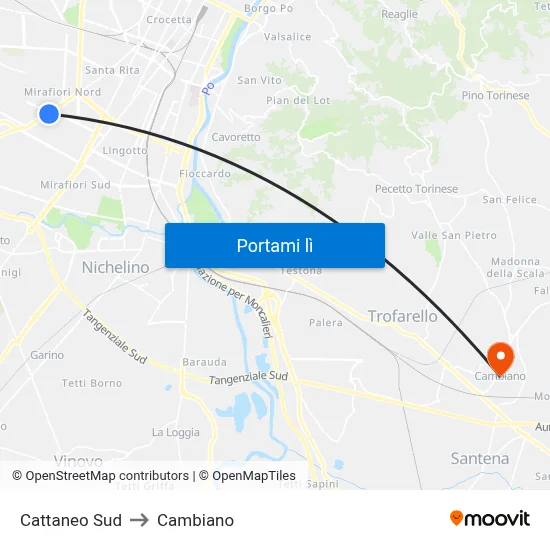 Cattaneo Sud to Cambiano map