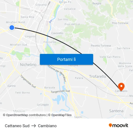 Cattaneo Sud to Cambiano map