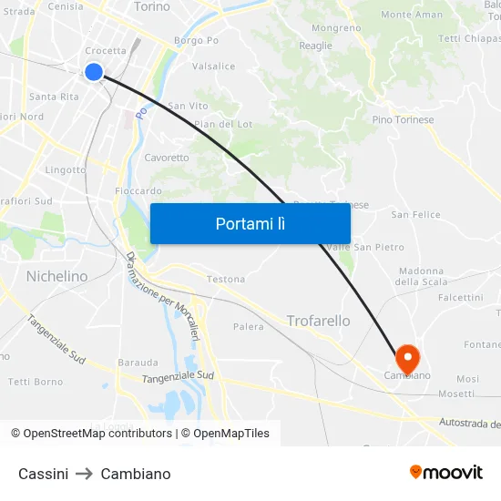 Cassini to Cambiano map