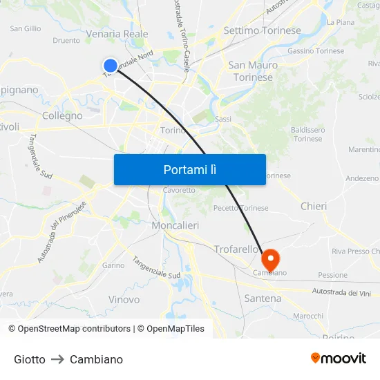 Giotto to Cambiano map