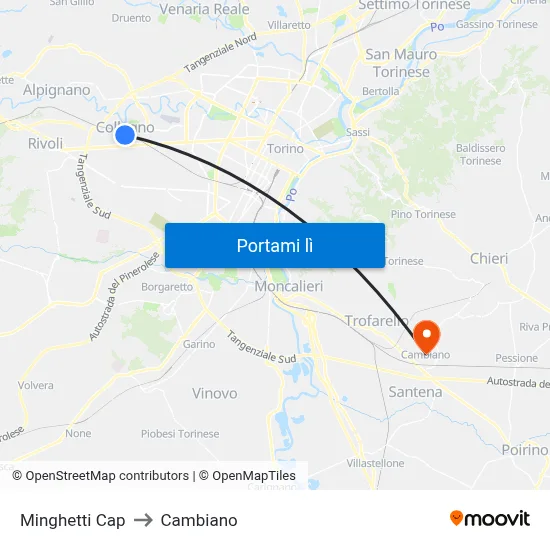 Minghetti Cap to Cambiano map
