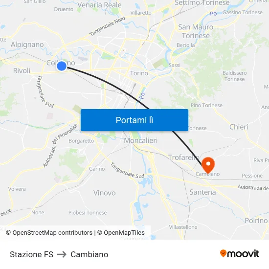 Stazione FS to Cambiano map