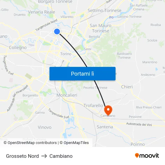 Grosseto Nord to Cambiano map