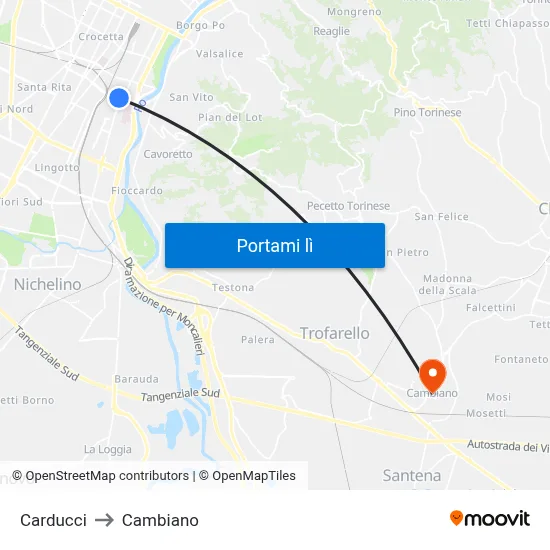 Carducci to Cambiano map