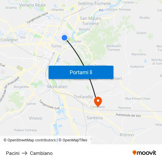 Pacini to Cambiano map