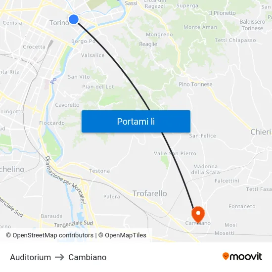 Auditorium to Cambiano map