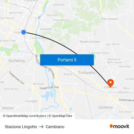 Stazione Lingotto to Cambiano map